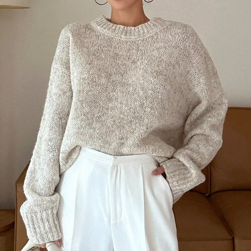 Apricot Casual Women's Solid Drop Shoulder Sweater - Picture 9 of 9